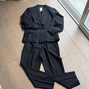 Celine Charcoal Pinstripe Wool Blazer